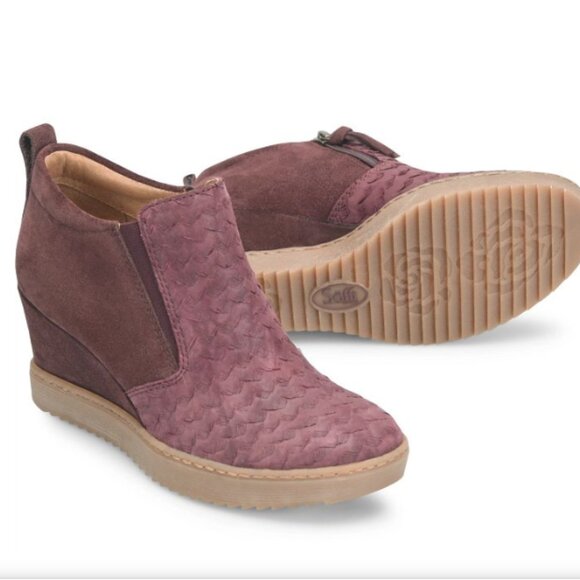 Sofft Shoes - Sofft Slayton Wedge Booties Wine Color Size 8